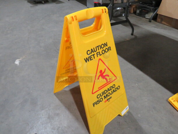 One NEW Winco Caution Wet Floor Fold Out Sign. #WCS-25 - Image 1 of 1