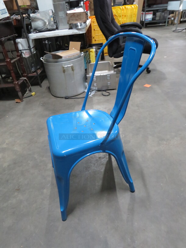 AWESOME Electric Blue Metal Industrial Look Chair. 2XBID. - Image 2 of 3
