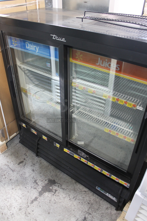 2017 True GDM-41SL-48-HC-LD Metal Commercial 2 Door Reach In Cooler Merchandiser w/ Poly Coated Racks. 115 Volts, 1 Phase. Tested and Working!