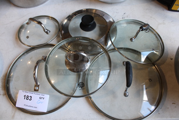 6 Various Glass Lids. Includes 8x8x2.5. 6 Times Your Bid!
