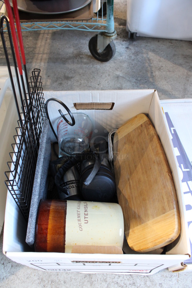 ALL ONE MONEY! Lot of Various Items Including Glass Measuring Cup and Utensil Bin!