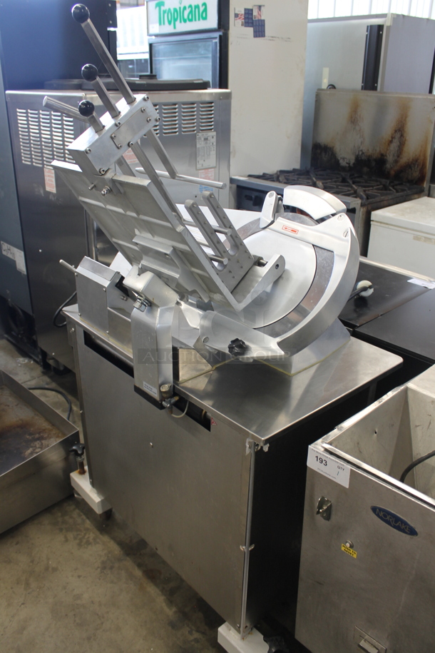 2021 Hualing HB-350 Stainless Steel Commercial Floor Style Heavy Duty Slicer. 110 Volts, 1 Phase. Tested and Powers On But Parts Do Not Move - Image 1 of 7