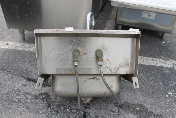 Advance Tabco Stainless Steel Commercial Single Bay Wall Mount Sink w/ Faucet and Handles. - Image 7 of 7