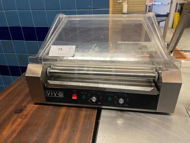 Clean! VIVO Commercial Electric 12 Hot Dog and 5 Roller Grill Cooker Warmer, Cooker Machine, HOTDG-V005 NSF With Plastic Cover 115 Volt Tested and Working!