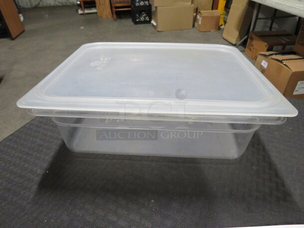 One Cambro 1/2 Size 4 Inch Deep Food Storage Container With Lid. - Image 1 of 1