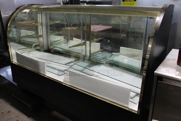 Display Concepts Metal Commercial Floor Style Display Case Merchandiser w/ Glass Shelves. Tested and Does Not Power On - Image 1 of 11