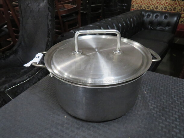 One Stainless Steel Stock Pot With Lid. 11X5.5 - Image 1 of 1