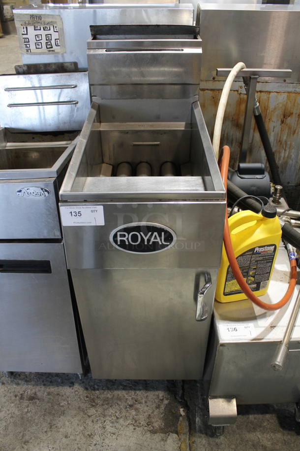 Royal Stainless Steel Commercial Floor Style Natural Gas Powered Deep Fat Fryer. - Image 1 of 6