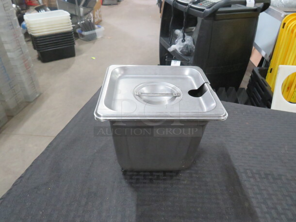 1/6 Size 6 Inch Hotel Pan With Lid. 3XBID
