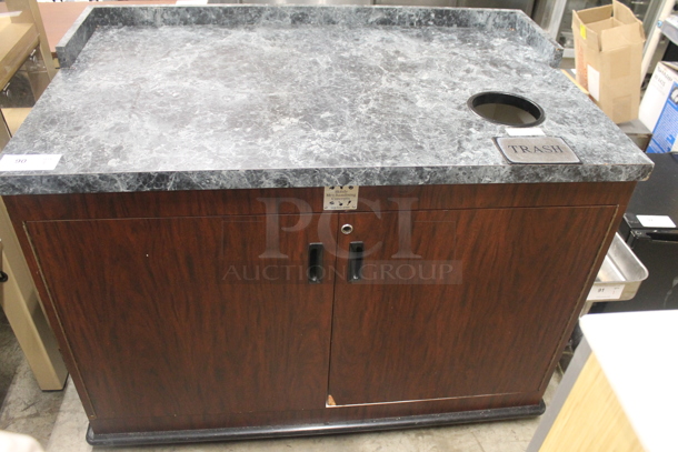 Wood Pattern Trash Can Shell w/ Trash Deposit Hole and 2 Doors. - Image 1 of 5