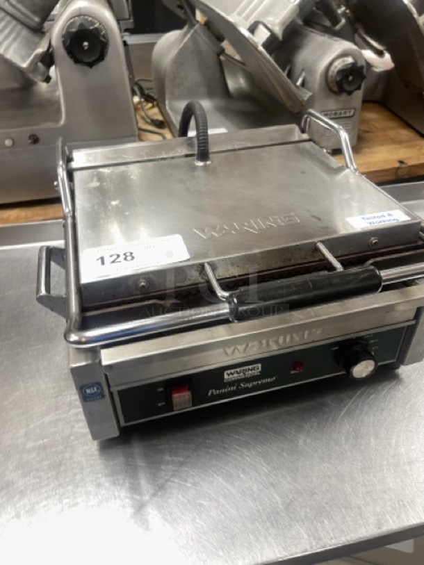 Waring WPG250 Panini Supremo Grooved Top & Bottom Panini Sandwich Grill - 14 1/2 x 11 Cooking Surface - 120V, 1800W Tested and Working! - Image 3 of 12