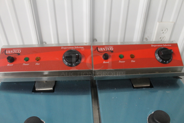 BRAND NEW SCRATCH AND DENT! Avantco 77F202 Stainless Steel Commercial Countertop Electric Powered 2 Well Fryer w/ 2 Metal Fry Baskets and 2 Lids. 208-240 Volts, 1 Phase. Tested and Working! - Image 6 of 8