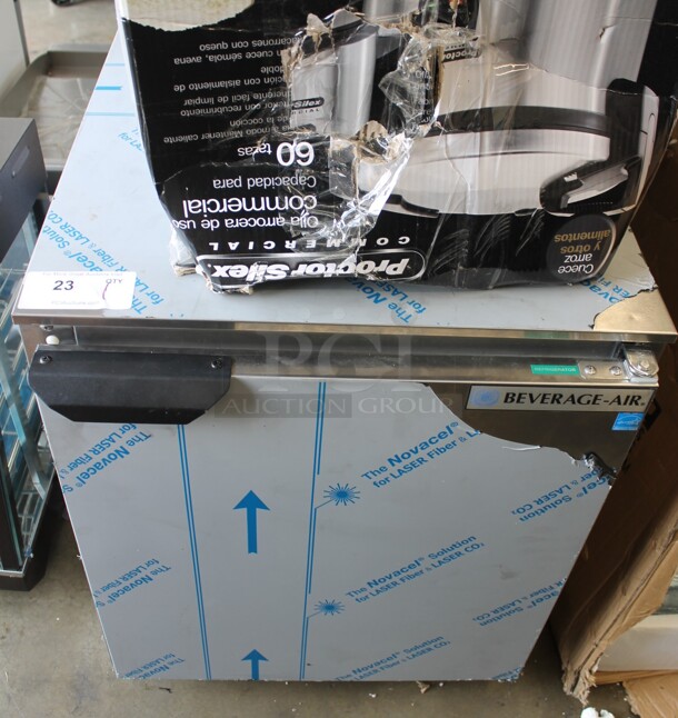 BRAND NEW SCRATCH AND DENT! Beverage Air UCR24HC Stainless Steel Commercial Single Door Undercounter Cooler w/ Commercial Casters. 115 Volts, 1 Phase. Tested and Powers On But Does Not Get Cold - Image 1 of 4