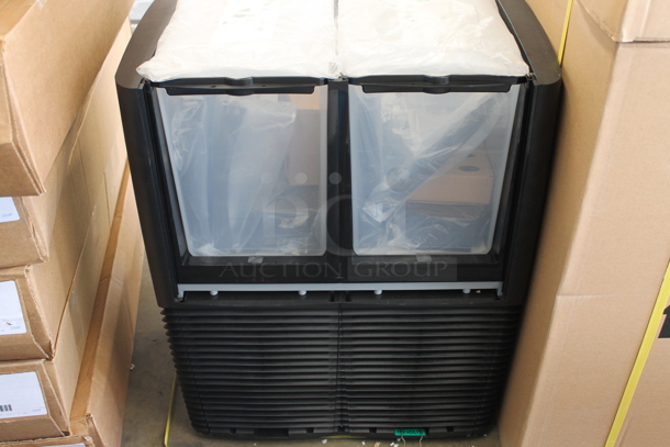 BRAND NEW SCRATCH AND DENT! 2021 Crathco C-2D-16 Metal Commercial Countertop 2 Hopper Refrigerated Beverage Machine. Stock Picture Used as Gallery. 115 Volts, 1 Phase.  - Image 6 of 6