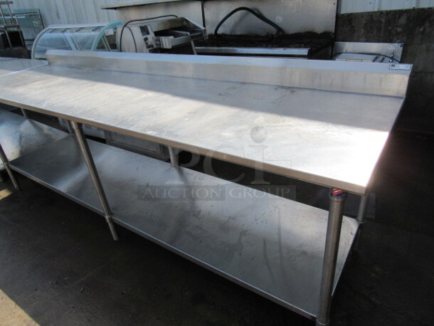 One Stainless Steel Table With Back Splash, And  Stainless Under Shelf. 108X30.5X41 - Image 2 of 2