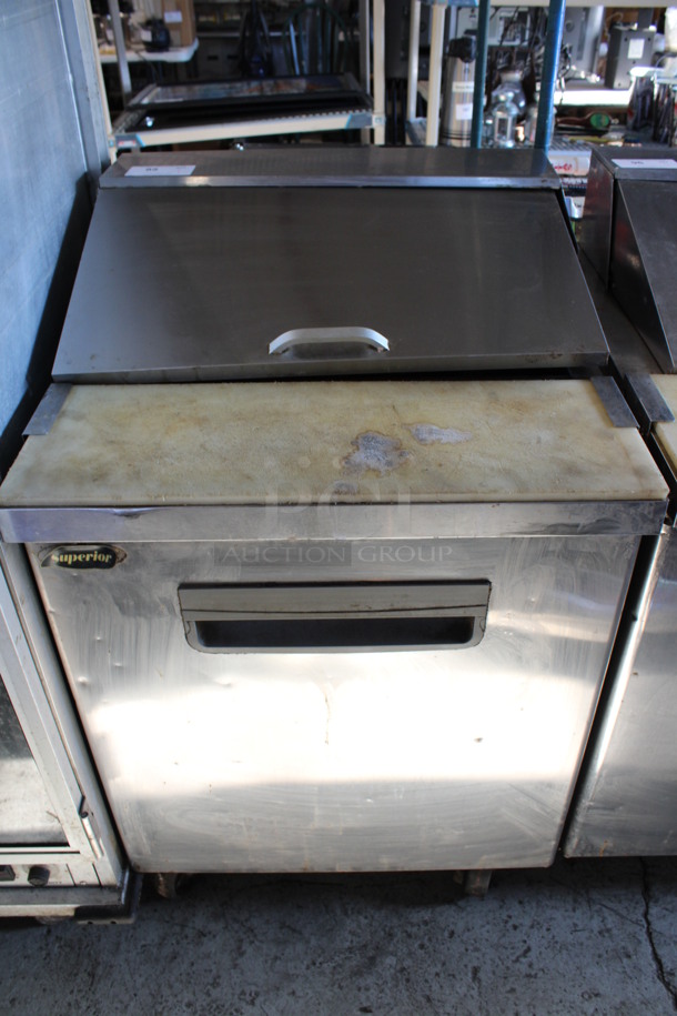 Superior Model SP27-8 Stainless Steel Commercial Sandwich Salad Prep Table Bain Marie Mega Top on Commercial Casters. 115 Volts, 1 Phase. 27.5x30.5x43. Tested and Working!