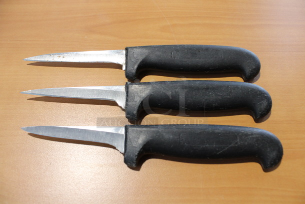 3 Sharpened Stainless Steel Paring Knives. 7