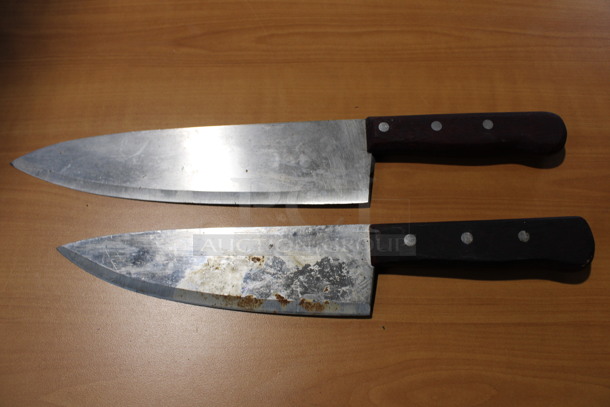 2 Sharpened Stainless Steel Chef Knives. 13.5