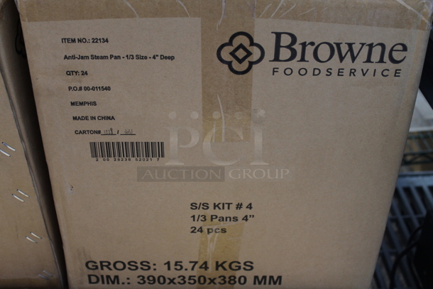 8 Boxes of 24 BRAND NEW Browne Stainless Steel 1/3 Size Drop in Bins. 1/3x4. 8 Times Your Bid! - Image 3 of 7