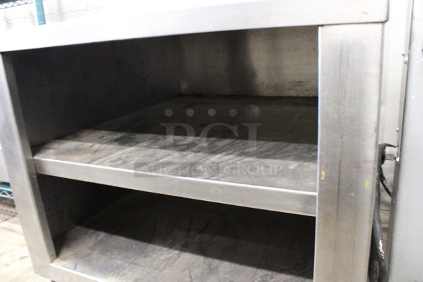 Stainless Steel Commercial 2 Tier Counter w/ Backsplash and 2 Under Shelves on Commercial Casters. 32x35x48 - Image 6 of 7