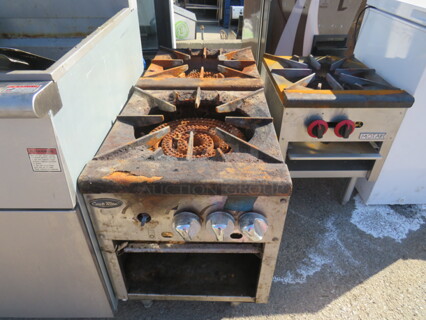 One Atosa 2  Burner Natural Gas Stock Pot Range.  Model# ATSP-18-2. 18X42X25
