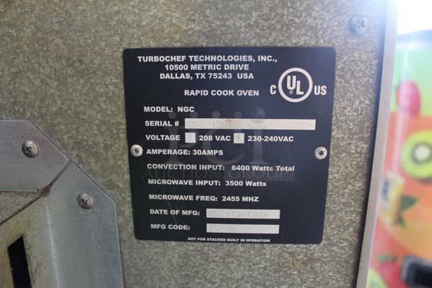 Turbochef NGC Stainless Steel Commercial Countertop Electric Powered Rapid Cook Oven. 208/240 Volts, 1 Phase.  - Image 5 of 5