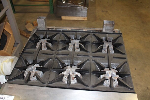 GREAT FIND! Commercial Stainless Steel Natural Gas 6 Burner Stove with Full Size Oven With Backsplash. 36x38x40. Working When Pulled!  - Image 2 of 7