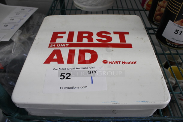 First Aid White Metal Box w/ Contents. 10x3x10