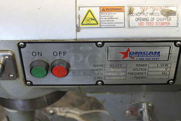 2012 Omcan SP200 Metal Commercial 20 Quart Planetary Dough Mixer w/ Whisk Attachment. 115 Volts, 1 Phase. Tested and Does Not Power On - Image 4 of 6