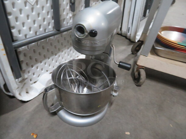 One Untested Kitchenaid Professional Series 600 Mixer With Bowl Hook Paddle And Whip.