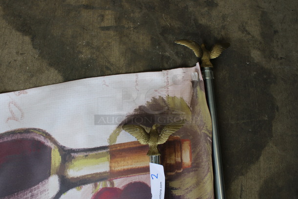 Welcome Flag and 2 Metal Poles! 74" - Image 3 of 5