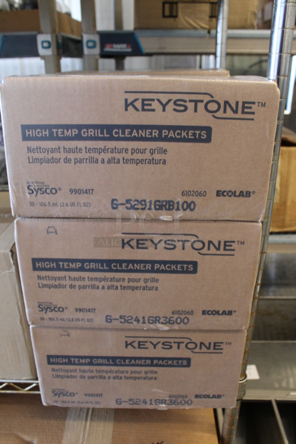 3 BRAND NEW! Boxes of Keystone High Temp Grill Cleaner Packets. 30 Packets In Each Box. 3 Times Your Bid!