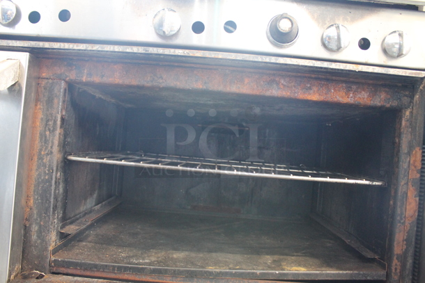 Imperial Stainless Steel Commercial Natural Gas Powered 10 Burner Range w/ 2 Ovens, Over Shelf and Back Splash on Commercial Casters. - Image 8 of 12