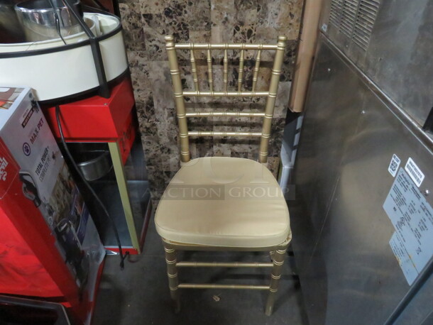 Gold Banquet Chair With Cushioned Seat. 6XBID