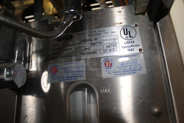 Wega ANTARES EVD 2N Stainless Steel Commercial Countertop 2 Group Espresso Machine w/ 2 Steam Wands. 230 Volts, 1 Phase.  - Image 4 of 4