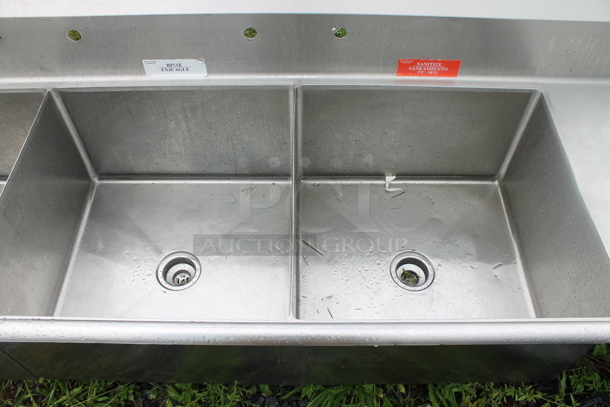 Stainless Steel Commercial 3 Bay Sink w/ Dual Drain Boards. No Legs.  - Image 3 of 3