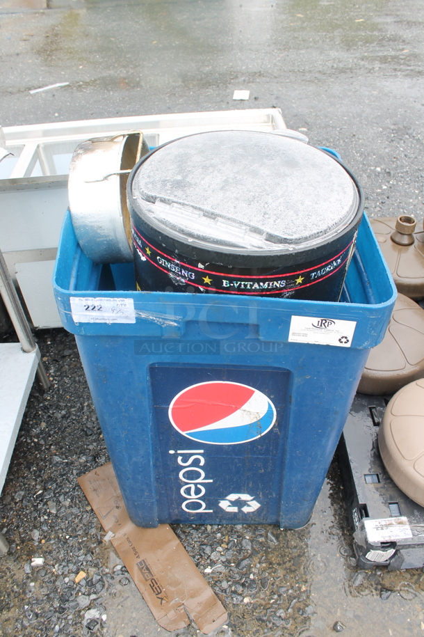 ALL ONE MONEY! Lot of Various Items Including Cylindrical Ice Cooler and Pepsi Bin - Image 1 of 2