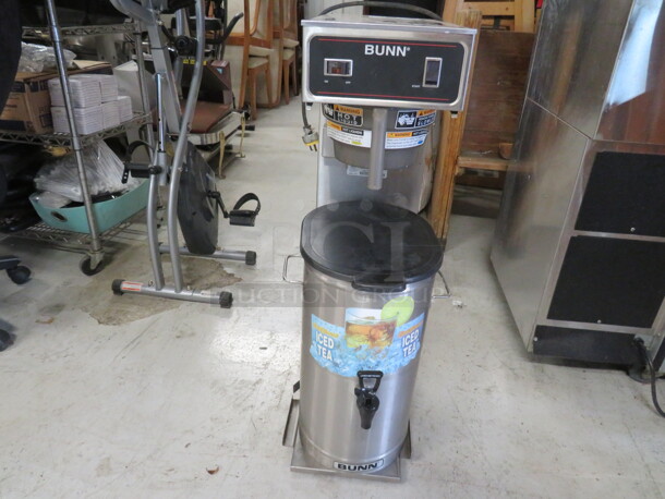 One Bunn Tea Brewer With Filter Basket And Satellite With Lid. Model# TU3Q. 120 Volt. 12X21X35 - Image 1 of 2