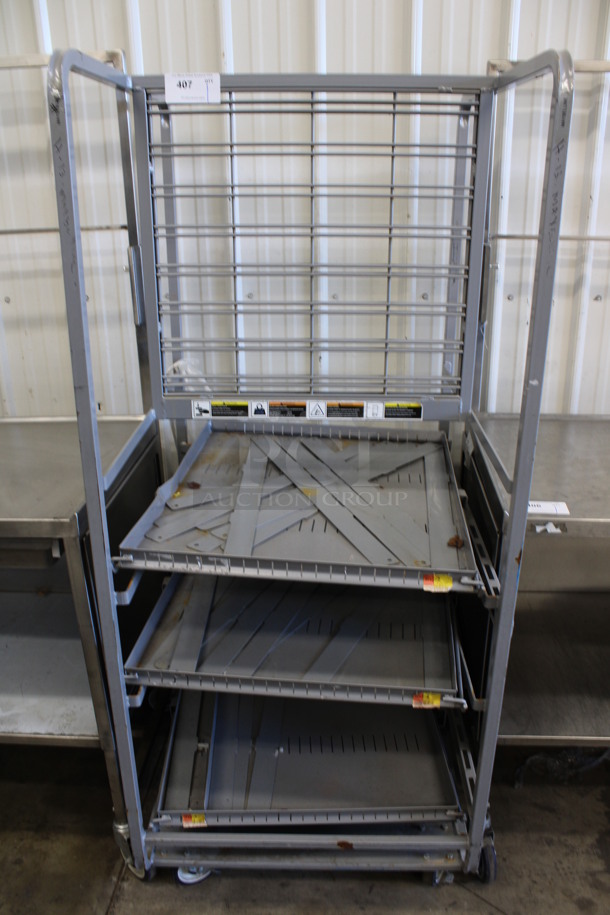 Gray Metal Transport Rack on Commercial Casters. 28.5x32x68
