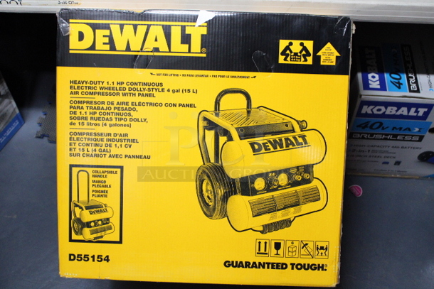 DeWalt D55154 1.1 HP Continuous 4 Gallon Electric Wheeled Dolly-Style Air Compressor with Panel