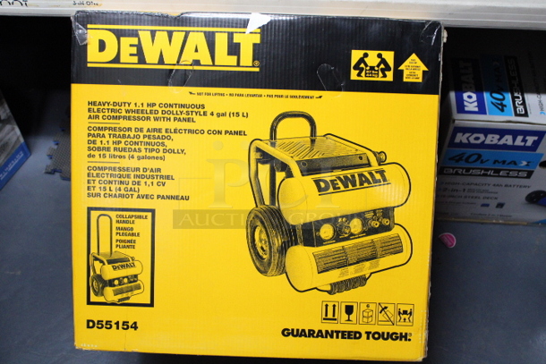 DeWalt D55154 1.1 HP Continuous 4 Gallon Electric Wheeled Dolly-Style Air Compressor with Panel - Image 1 of 1