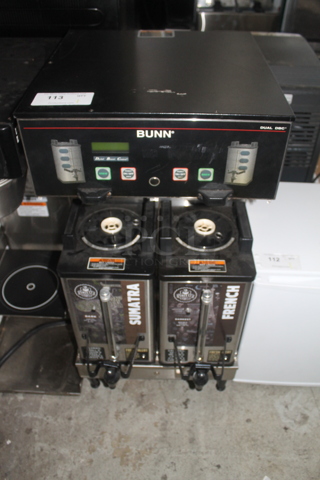 2012 Bunn DUAL SH DBC Stainless Steel Commercial Countertop Coffee Machine w/ 2 Satellite Servers. 120/240 Volts, 1 Phase. 