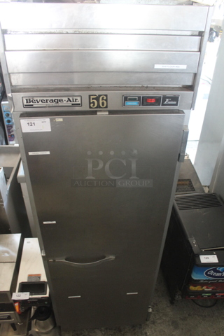 Beverage Air EF24-1AS Stainless Steel Commercial Single Door Reach In Freezer w/ Poly Coated Racks on Commercial Casters. 115 Volts, 1 Phase. Cannot Test Due To Plug Style