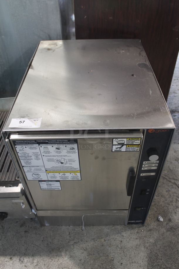 Groen Commercial Stainless Steel Countertop Smart Steam Boilerless Gas Steamer With Steel Pan Racks. 480 Volt 3 Phase - Image 1 of 9