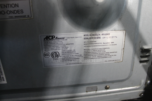 Amana RFS12SW2B Stainless Steel Commercial Countertop Microwave. 120 Volts, 1 Phase.  - Image 5 of 6
