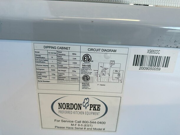 XS-700YXL Metal Commercial Ice Cream Dipping Cabinet w/ Sneeze Guard. 110 Volts, 1 Phase. Tested and Working! - Image 6 of 6
