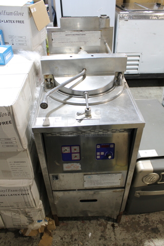 Broaster Stainless Steel Commercial Floor Style Propane Gas Powered Pressure Fryer.