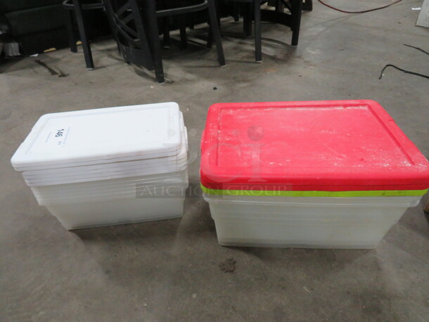 One Lot Of Poly Containers And Lids. - Image 1 of 1