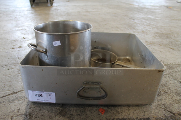 ALL ONE MONEY! Lot of Metal Bin, Stock Pot and Sauce Pan - Image 2 of 2
