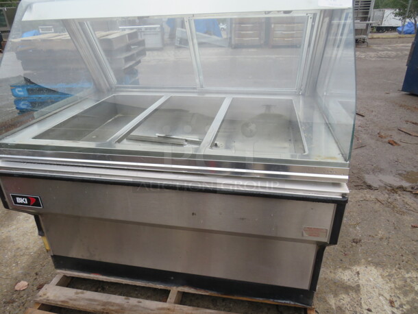 One BKI 3 Well Heated Food Display Case With Curved Glass. Model# WDC-3. 208 Volt. 1/3 Phase.  - Image 2 of 2